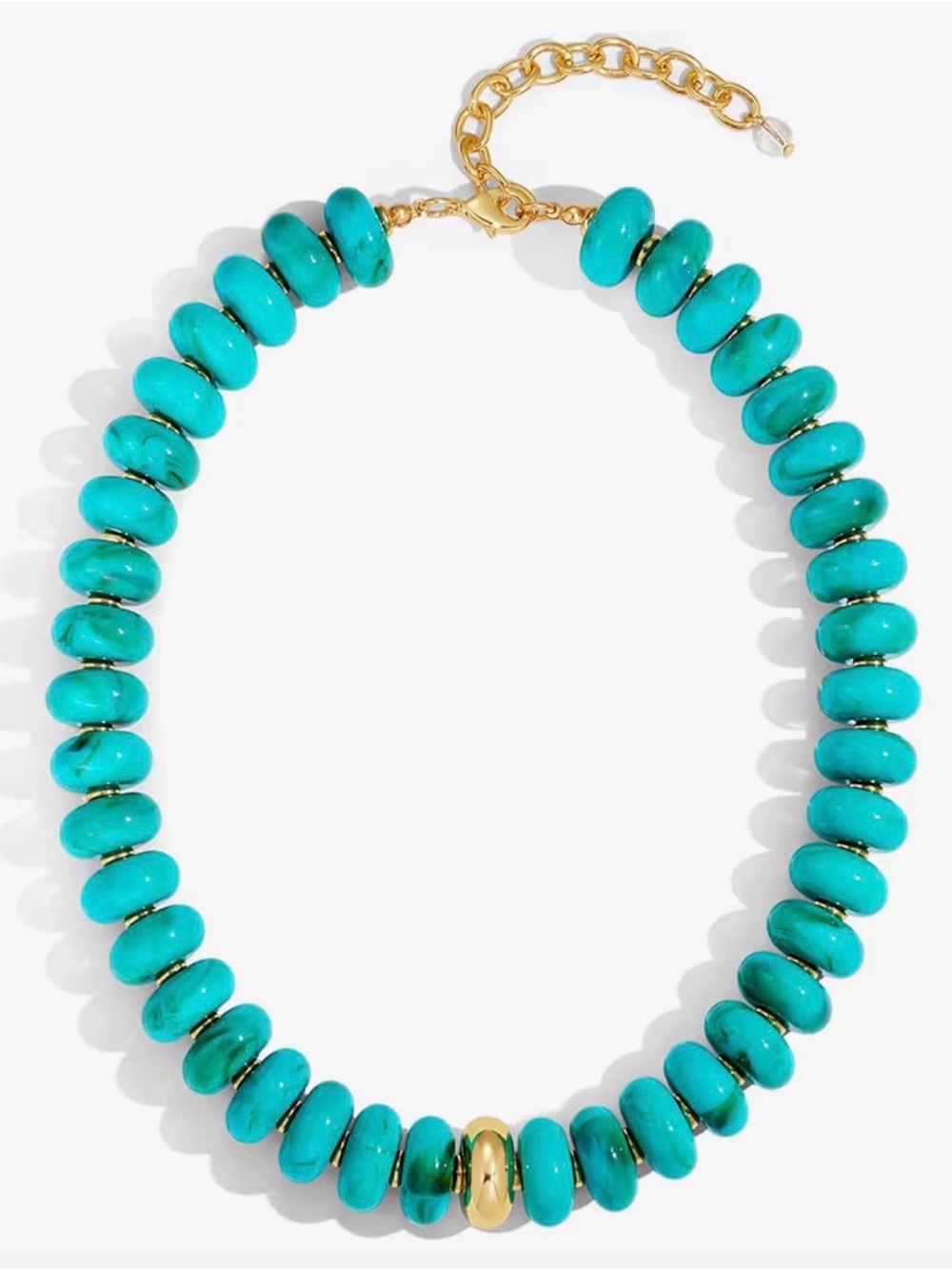 Colorful Beaded Choker Necklace Gold Plated Turquoise Statement Summer Jewelry
